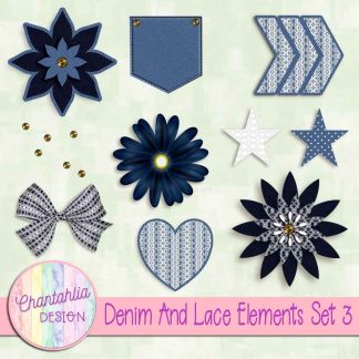Free design elements in a Denim and Lace theme