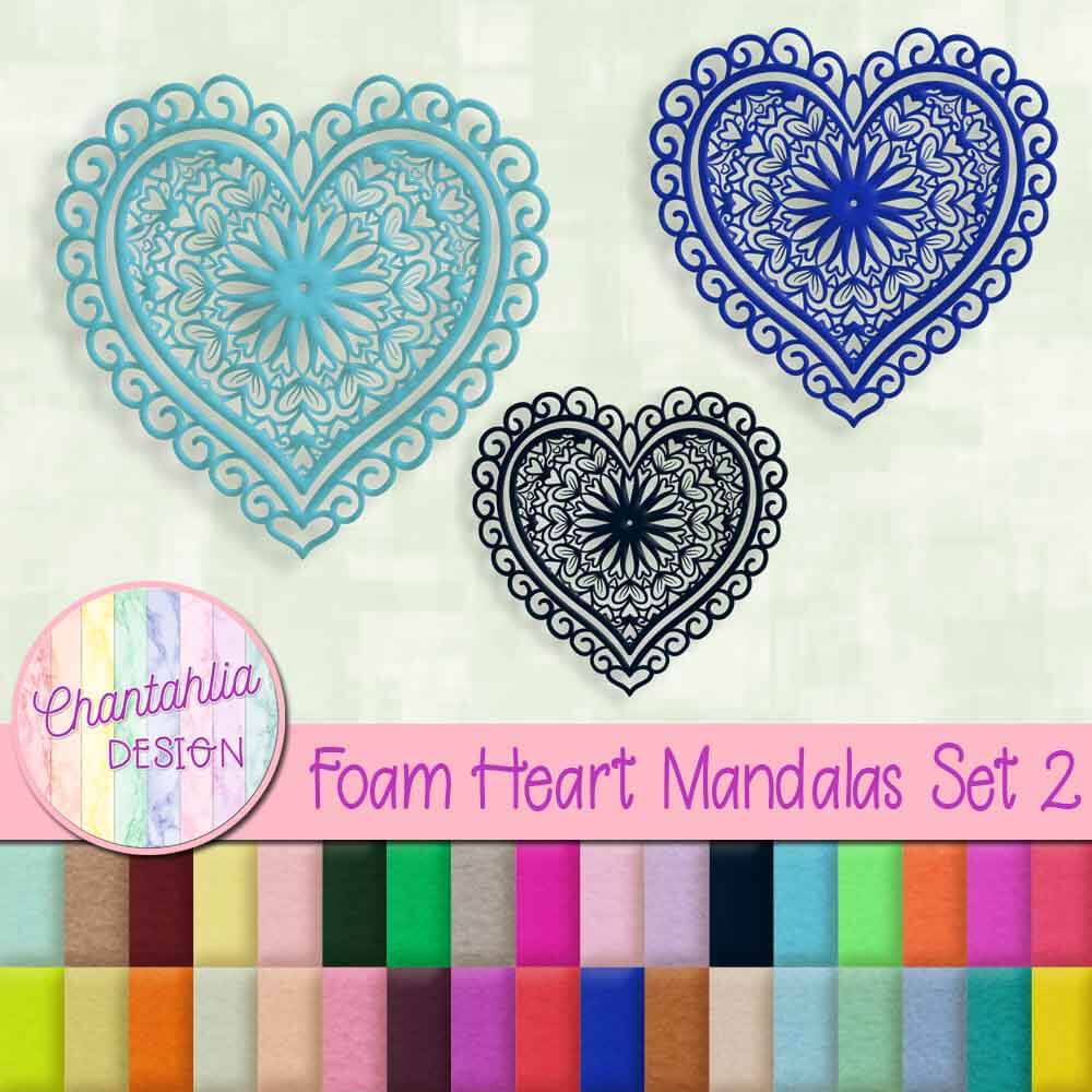 Free foam heart mandalas design elements