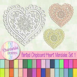 Free painted chipboard heart mandalas