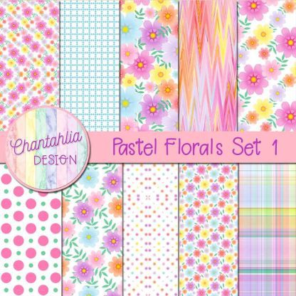 Free digital papers in a Pastel Florals theme.
