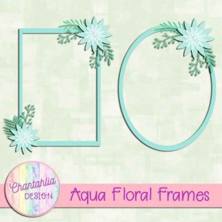 Free aqua floral frames