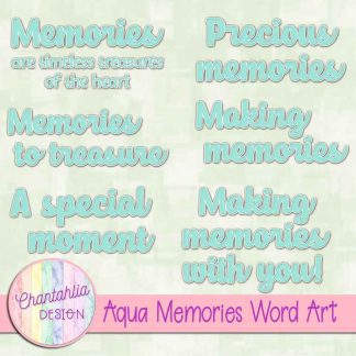 Free aqua memories word art