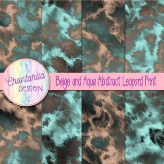 Free beige and aqua abstract leopard print digital papers