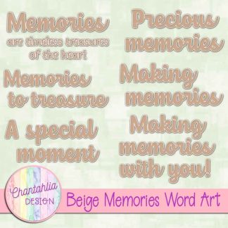 Free beige memories word art