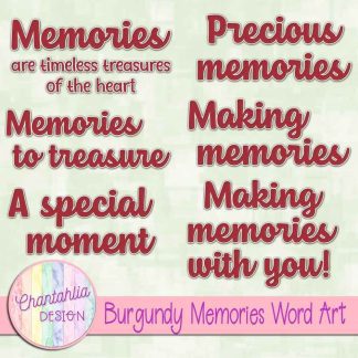 Free burgundy memories word art