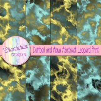 Free daffodil and aqua abstract leopard print digital papers