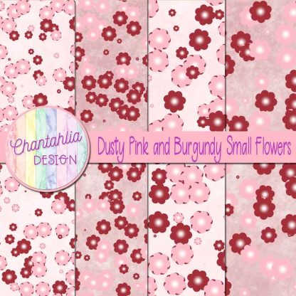 Free dusty pink and burgundy small flowers digital papers