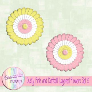 Free dusty pink and daffodil layered paper flowers set 5
