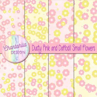 Free dusty pink and daffodil small flowers digital papers
