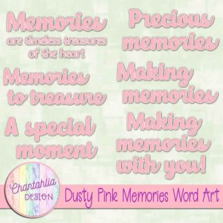 Free dusty pink memories word art