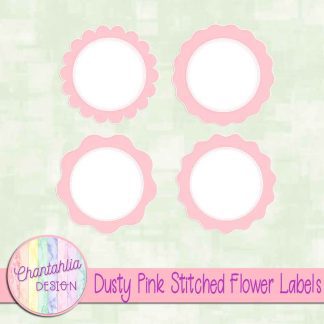 Free dusty pink stitched flower labels