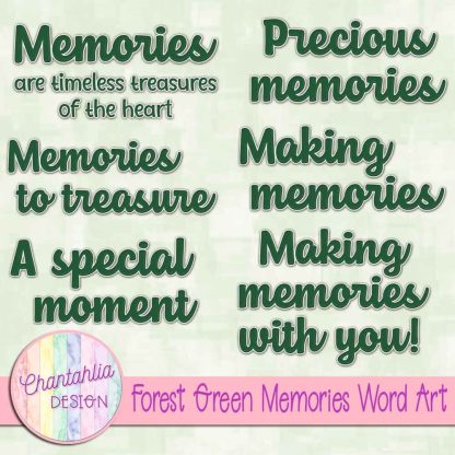Free forest green memories word art