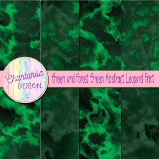 Free green and forest green abstract leopard print digital papers