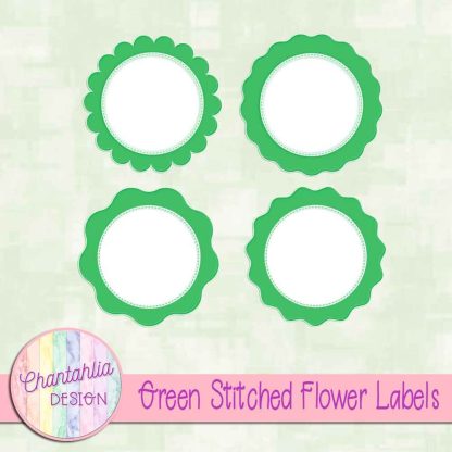 Free green stitched flower labels