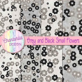 Free grey and black small flowers digital papers
