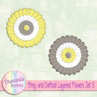 Free grey and daffodil layered paper flowers set 5