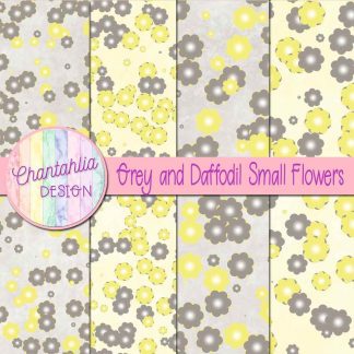 Free grey and daffodil small flowers digital papers