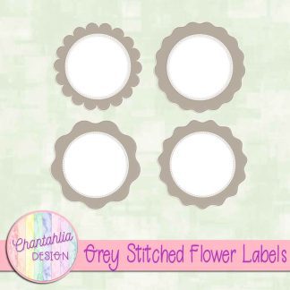 Free grey stitched flower labels