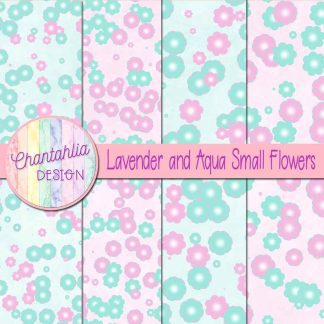 Free lavender and aqua small flowers digital papers