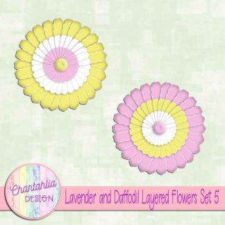 Free lavender and daffodil layered paper flowers set 5