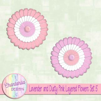 Free lavender and dusty pink layered paper flowers set 5