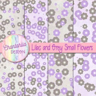 Free lilac and grey small flowers digital papers