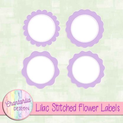 Free lilac stitched flower labels