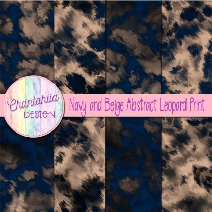 Free navy and beige abstract leopard print digital papers