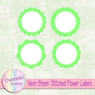 Free neon green stitched flower labels