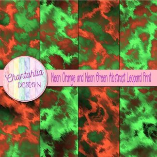 Free neon orange and neon green abstract leopard print digital papers