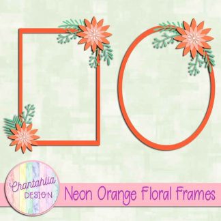Free neon orange floral frames