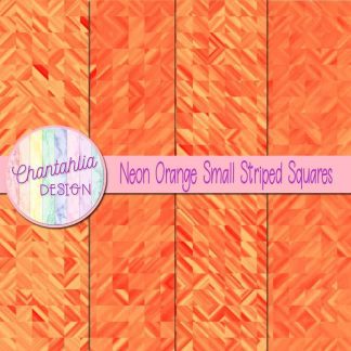 Free neon orange small striped squares digital papers