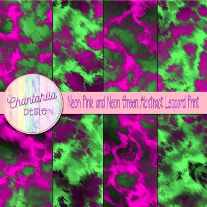 Free neon pink and neon green abstract leopard print digital papers