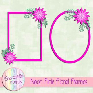 Free neon pink floral frames
