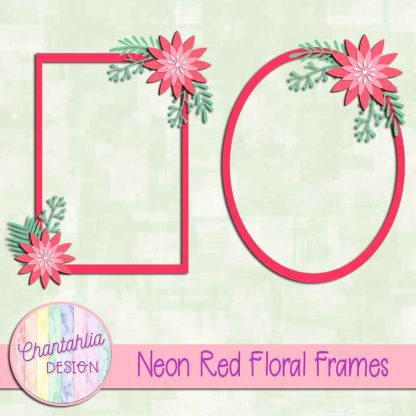 Free neon red floral frames