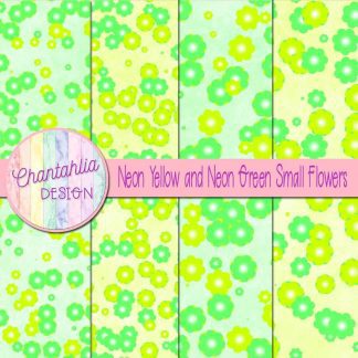 Free neon yellow and neon green small flowers digital papers