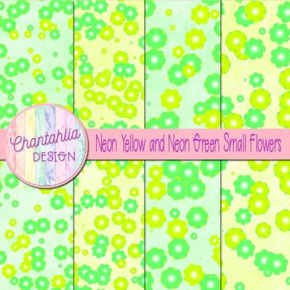 Free neon yellow and neon green small flowers digital papers