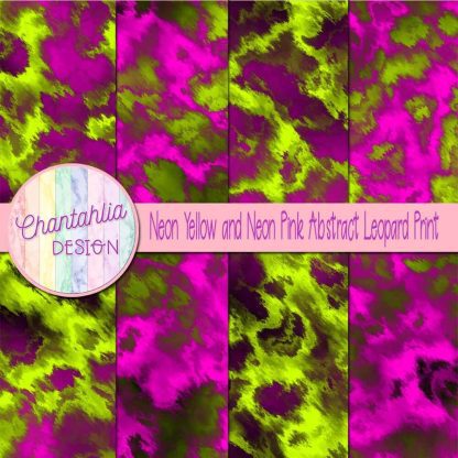 Free neon yellow and neon pink abstract leopard print digital papers