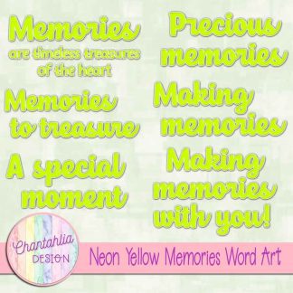 Free neon yellow memories word art