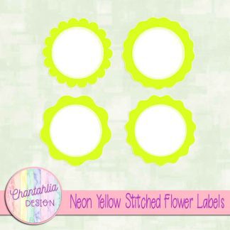 Free neon yellow stitched flower labels