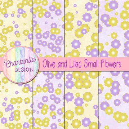 Free olive and lilac small flowers digital papers