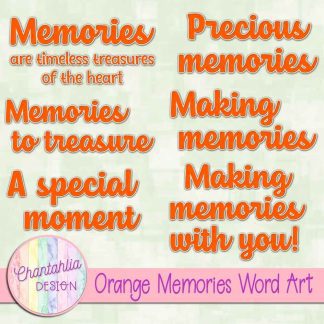 Free orange memories word art
