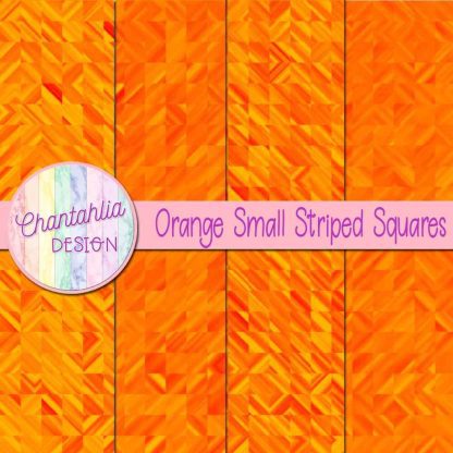 Free orange small striped squares digital papers