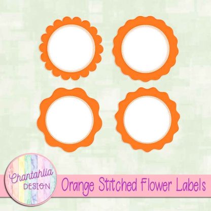 Free orange stitched flower labels