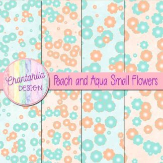 Free peach and aqua small flowers digital papers