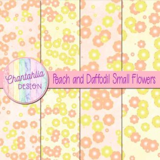 Free peach and daffodil small flowers digital papers