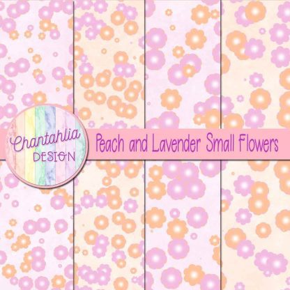 Free peach and lavender small flowers digital papers