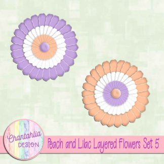 Free peach and lilac layered paper flowers set 5