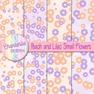 Free peach and lilac small flowers digital papers