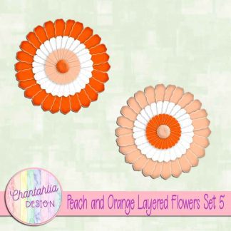 Free peach and orange layered paper flowers set 5
